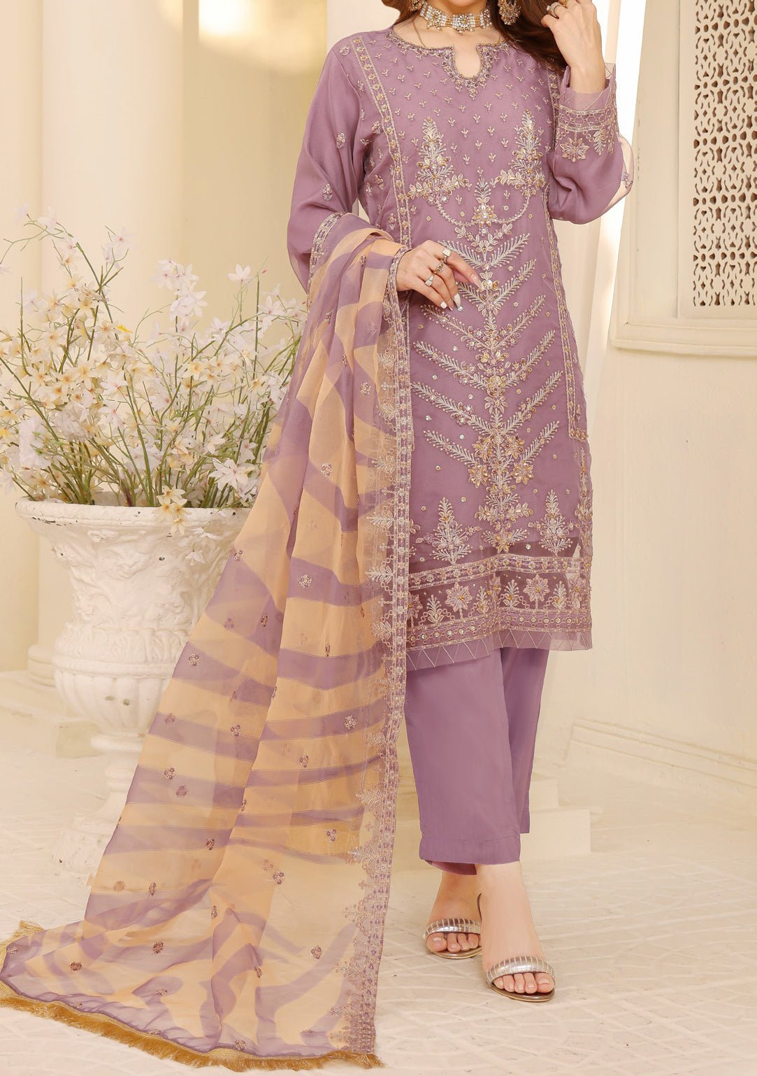 Bin Hameed Ready Made Heavy Embroidered Organza Dress