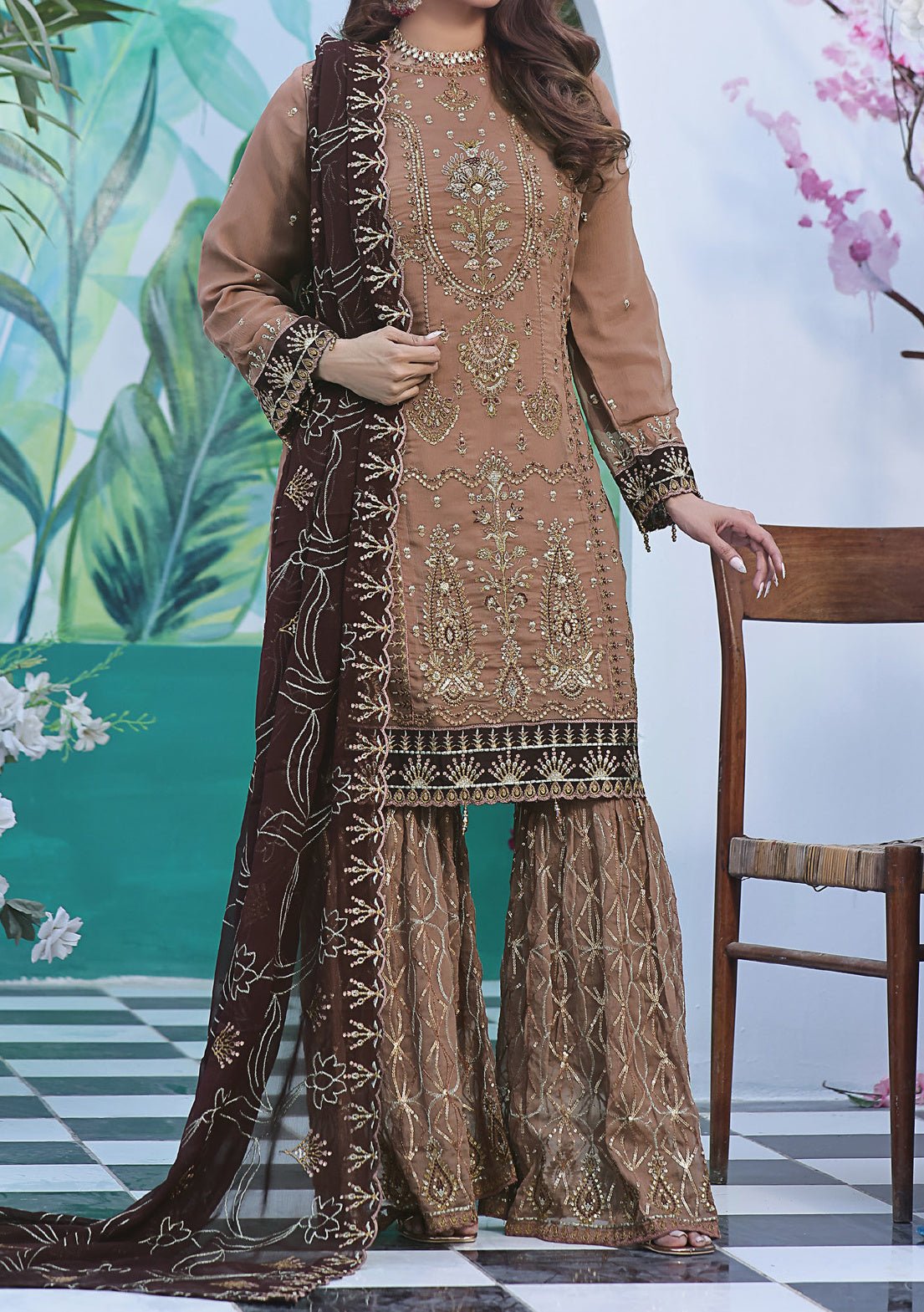 Bin Hameed Ready Made Heavy Embroidered Sharara Dress