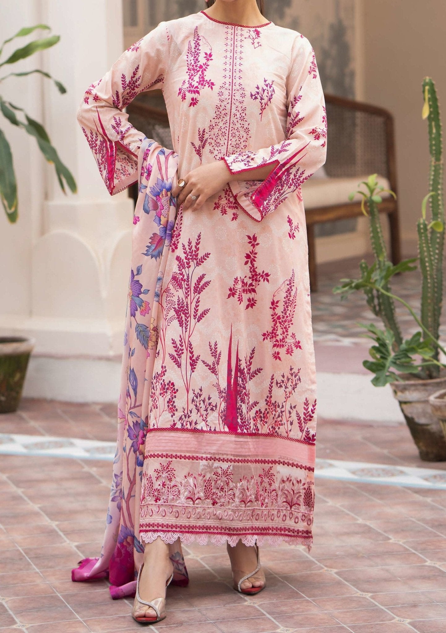 Gulljee Morja Ready Made Embroidered Lawn Dress - 42