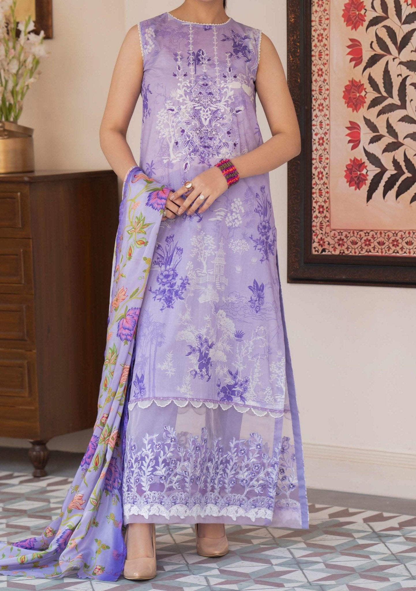 Gulljee Morja Ready Made Embroidered Lawn Dress