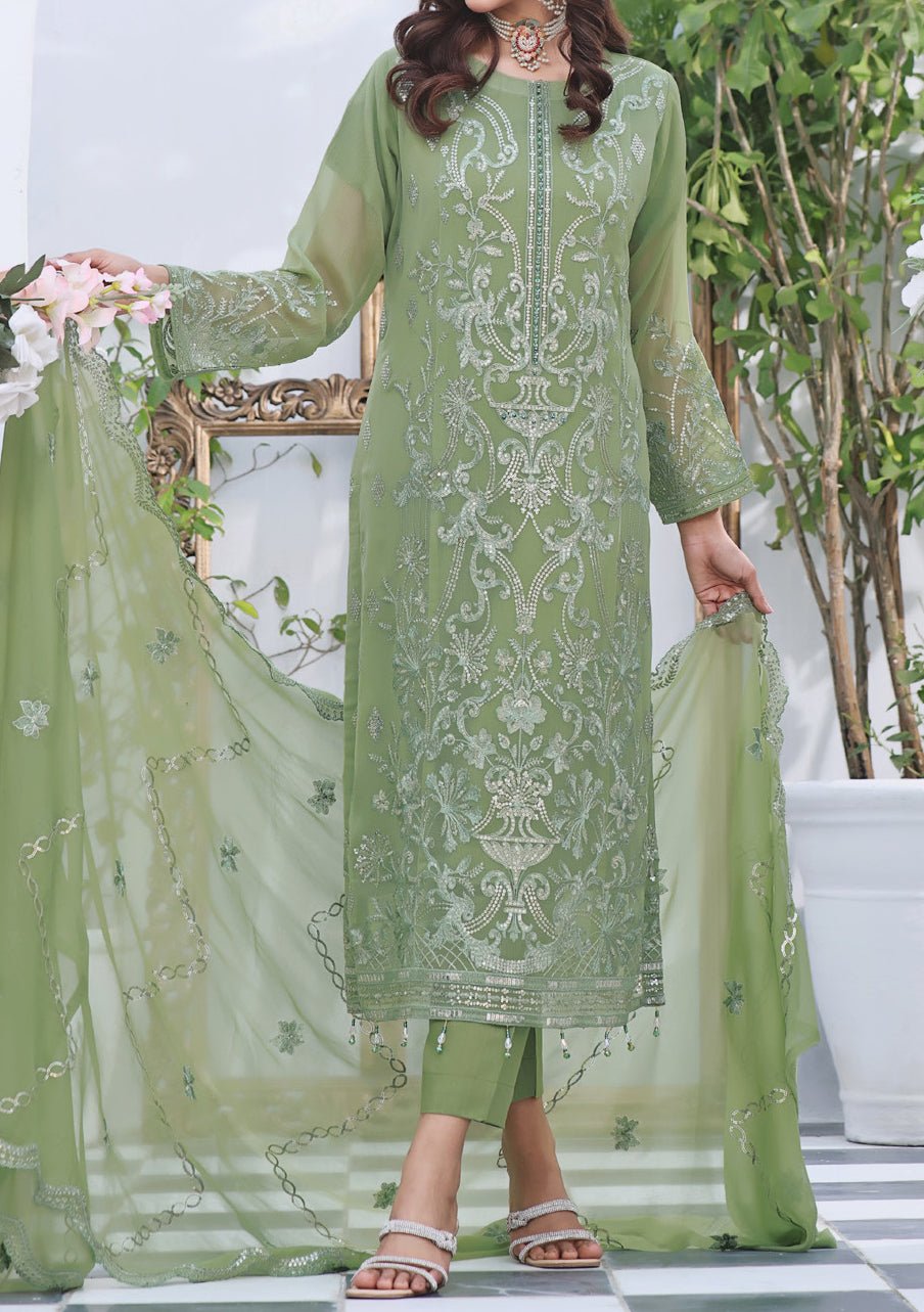 Bin Hameed Aira Heavy Embroidered Chiffon Dress - 40